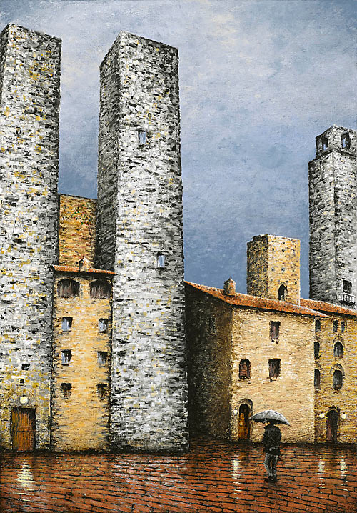 San Gimignano nella Pioggia